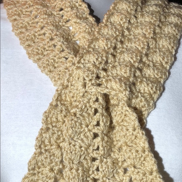 Neck warmer scarf hand crochet tan color - Picture 2 of 5